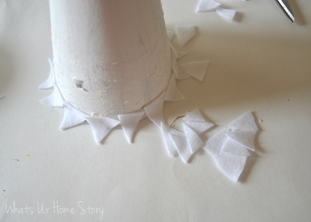 Winter felt tree, diy paper cone trees tutorial