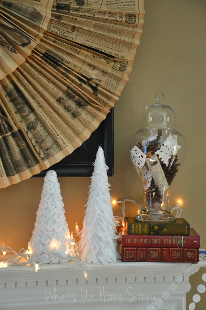 Winter felt tree, diy paper cone trees tutorial, paper cone Christmas tree