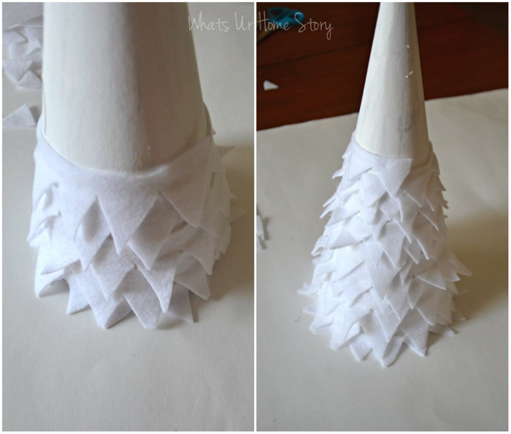 Winter felt tree, diy paper cone trees tutorial, paper cone Christmas tree
