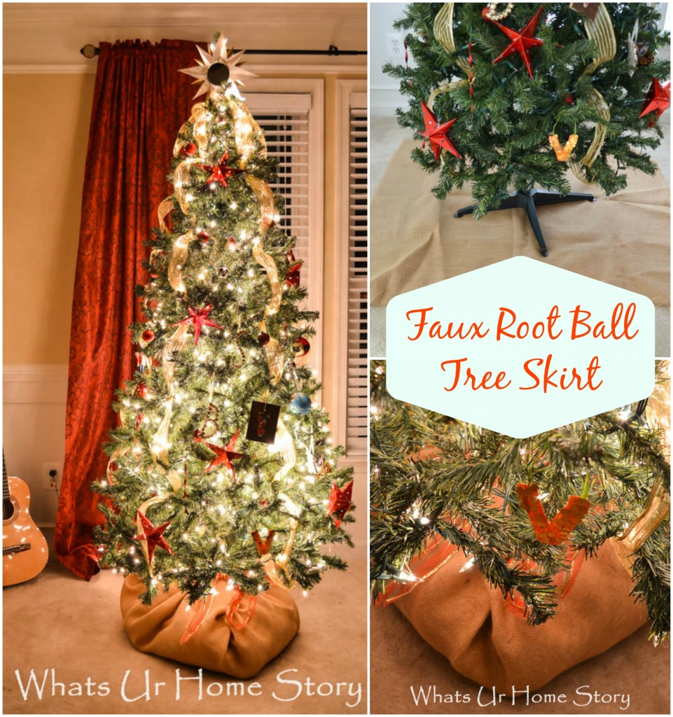 Burlap Covered Faux Root Ball Tree Skirt - Whats Ur Home Story