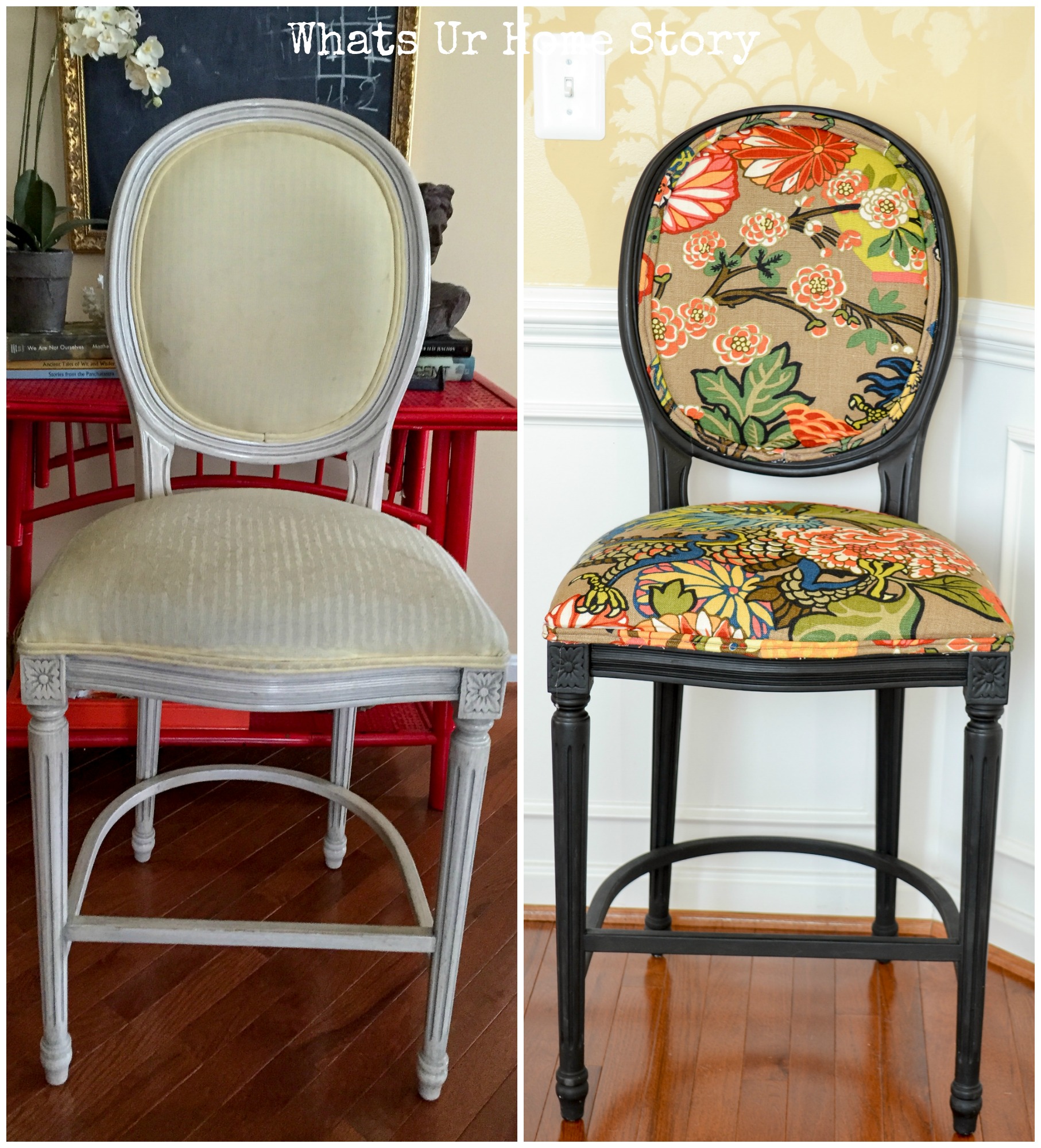 How to Give New Look to Old Fabric Bar Stools | Whats Ur Home Story