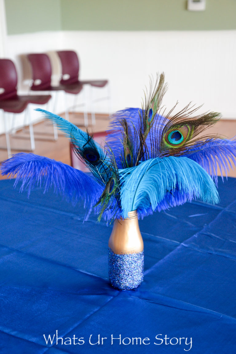 DIY Glitter Jar Peacock Centerpiece | Whats Ur Home Story